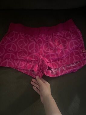 Y2K PINK Victoria's Secret Hot Pink Peace Sign Athletic Shorts